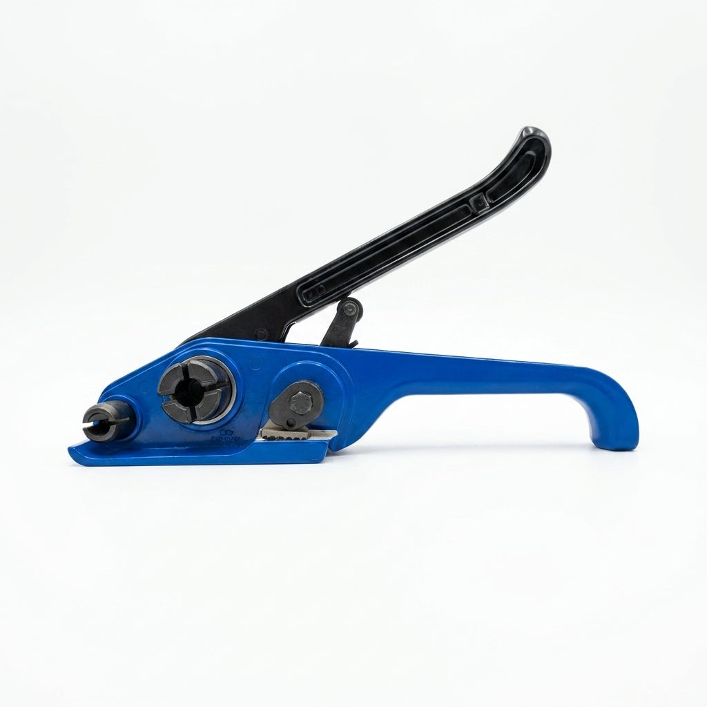 LastWerk Textile Strapping Set, 200 m Polyester Strap, 16 mm Wide, Steel Tensioning Tool, 100 Wire Buckles, 30 Edge Protectors and Gloves