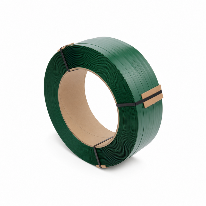 LastWerk PET Strapping 19 mm × 0.9 mm, 1200 m, Green Embossed Roll, High Tensile Strength, Weather and UV Resistant, Heavy-Duty Pallet Strap for Transport, Bundling and Storage