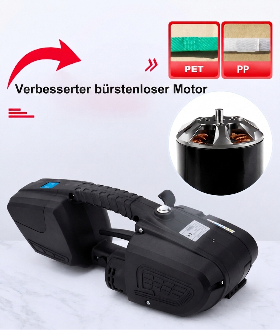 LastWerk V3 Battery Strapping Tool for 13 to 16 mm PP/PET Straps, Fully Automatic, 600 to 3,200 N Tension, 14.4 V 4000 mAh Battery, for Cartons, Pallets and Packaging
