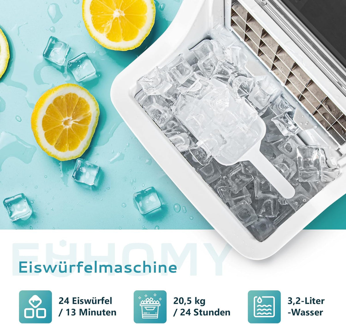 EUHOMY Eiswürfelmaschine Edelstahl
