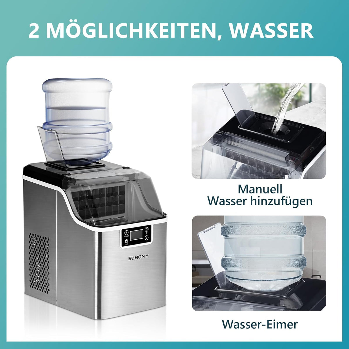 EUHOMY Eiswürfelmaschine Edelstahl