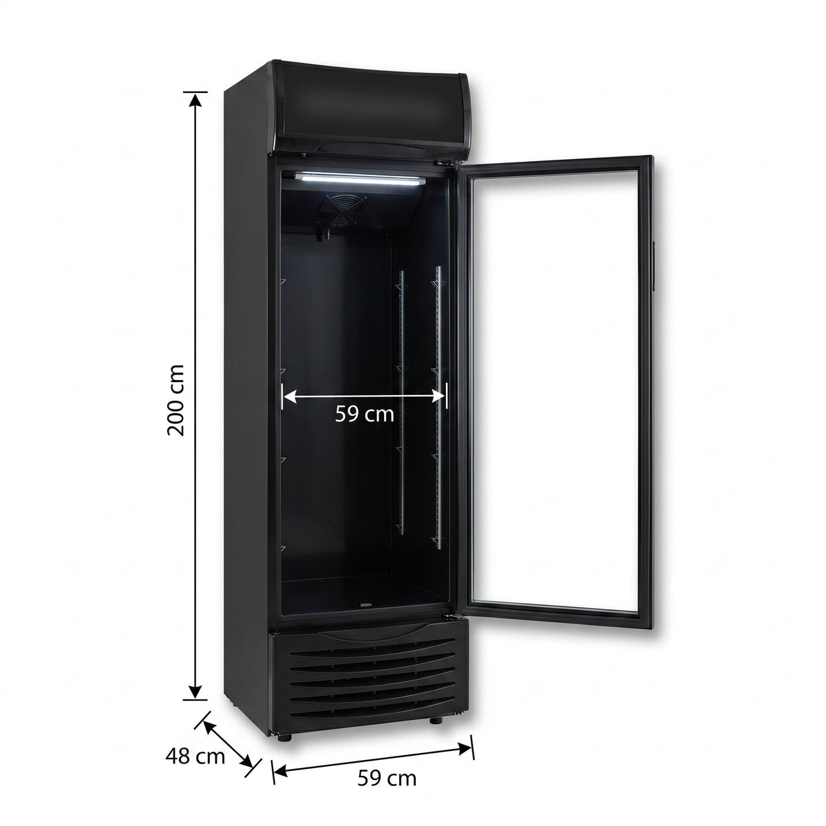 FREEZE. B-Ware Getränkekühlschrank TwoFifty M mit Glastüren, 250 L Kapazität, Energieeffizienz C, abschließbar, mit Rollen