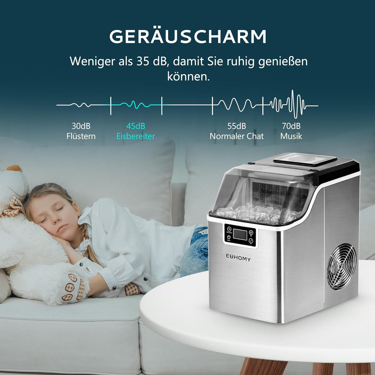 EUHOMY Eiswürfelmaschine Edelstahl