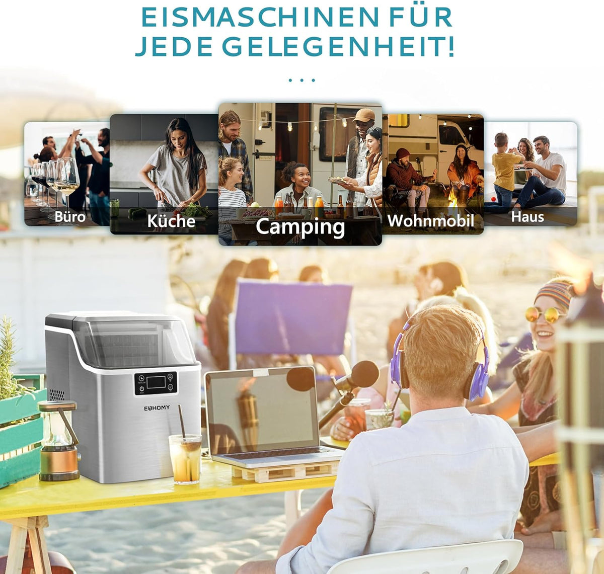 EUHOMY Eiswürfelmaschine Edelstahl