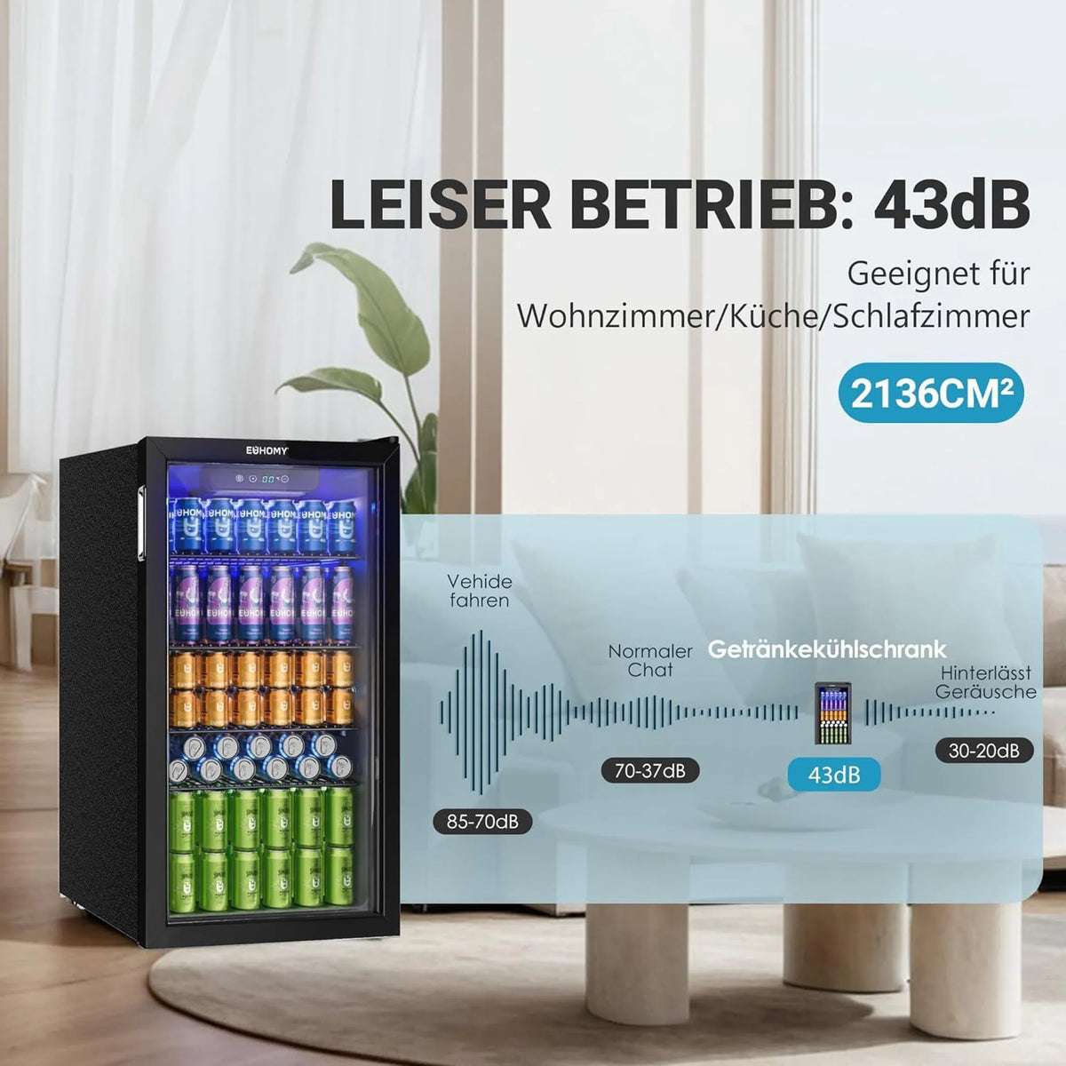 EUHOMY Getränkekühlschrank 90 l · Schwarz
