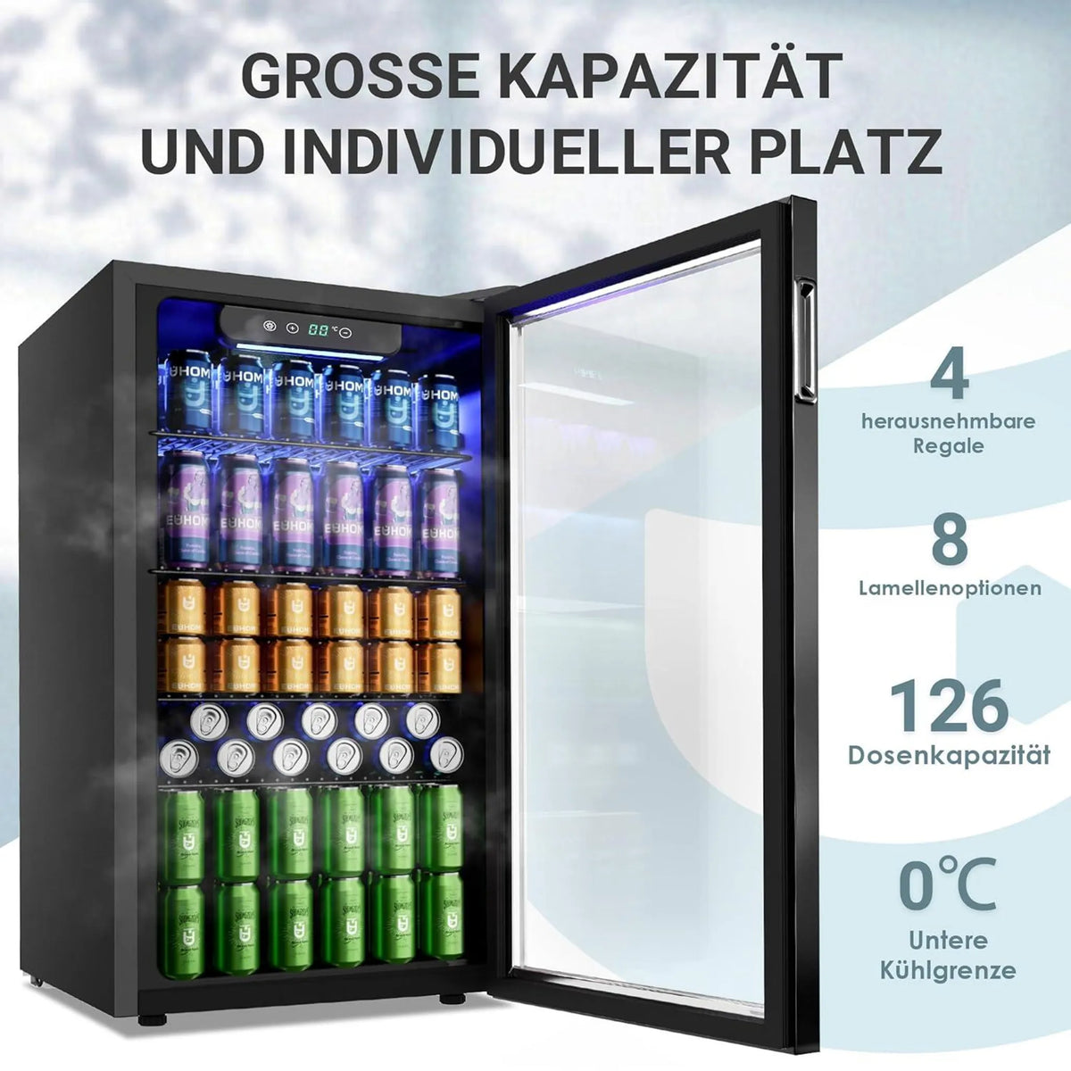 EUHOMY Getränkekühlschrank 90 l · Schwarz