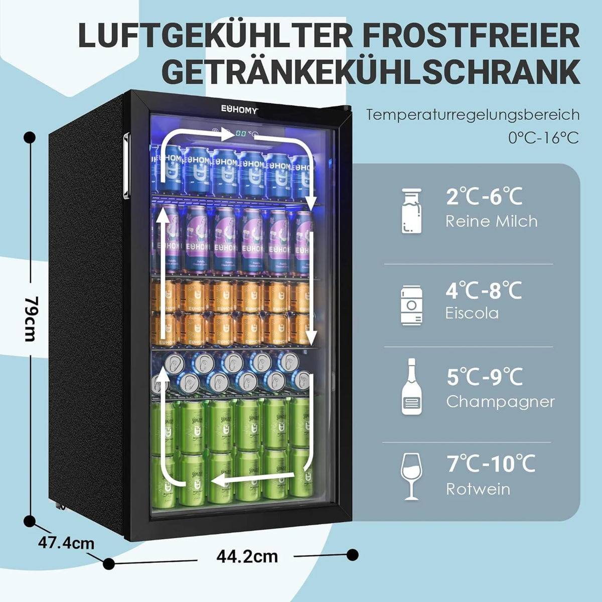 EUHOMY Getränkekühlschrank 90 l · Schwarz