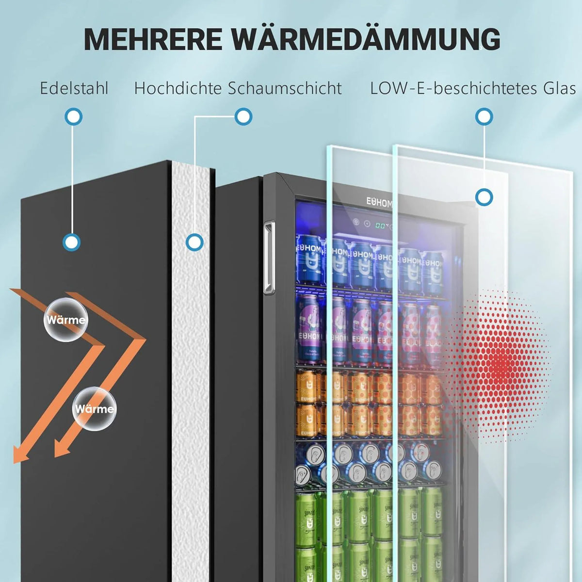 EUHOMY Getränkekühlschrank 90 l · Schwarz