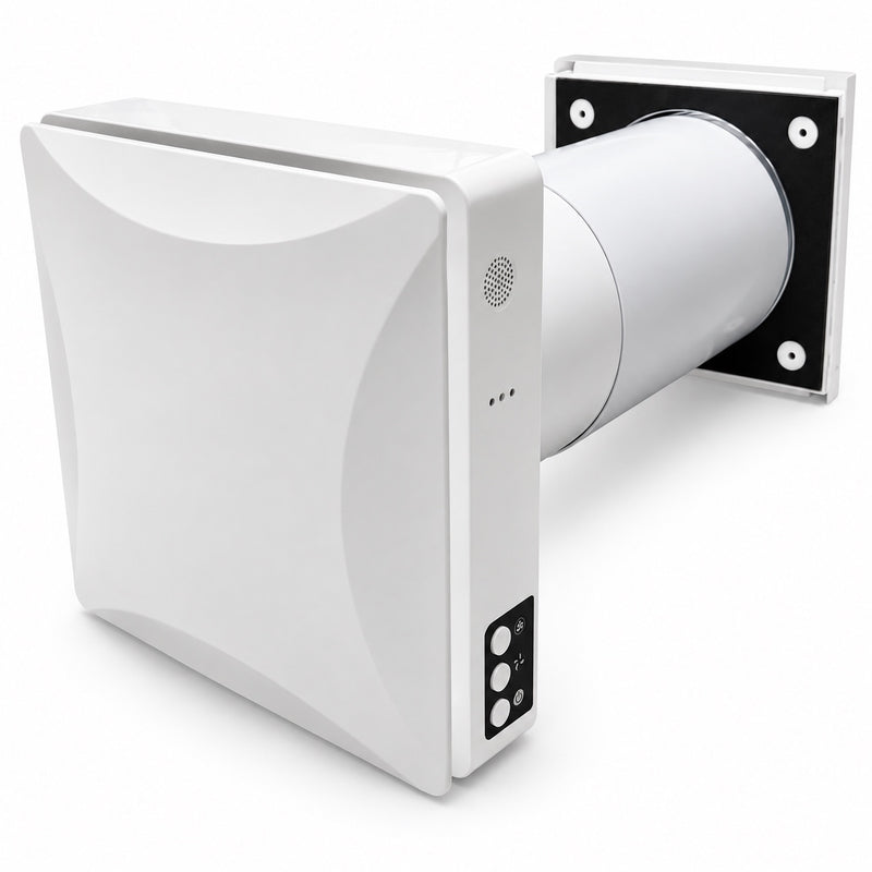 LastWerk AirReactor Ultra C dezentrale Lüftungsanlage mit Wärmerückgewinnung – CO₂-Sensor, WLAN-App, F7 + G1-Doppelfilterpatrone, KeramikPlus, bis 50 m³/h, Energieklasse A+