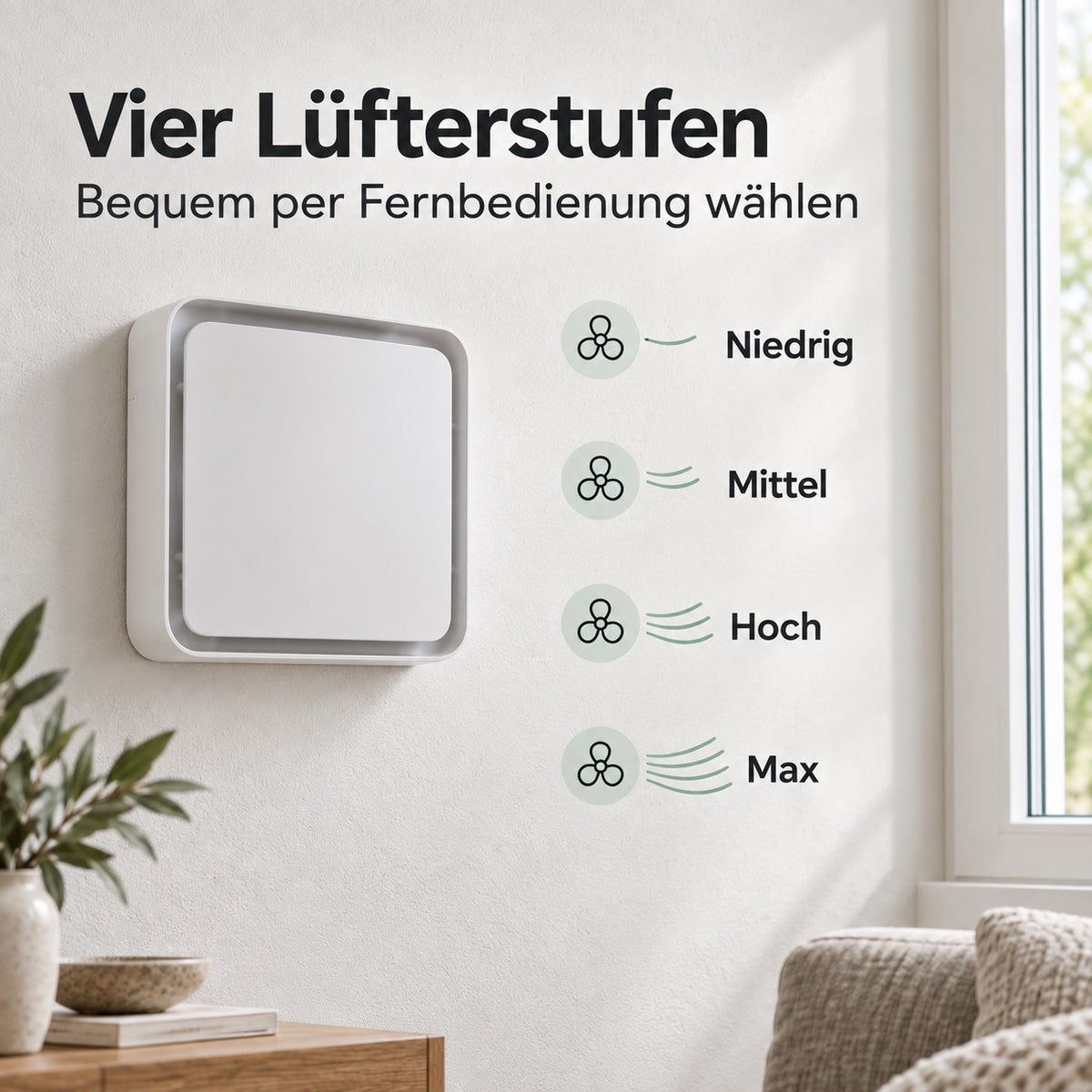LastWerk AirReactor Core Plus HRV, ventilation résidentielle avec filtre HEPA, mode nuit et télécommande, Ø 160 mm, 400 mm, kit complet