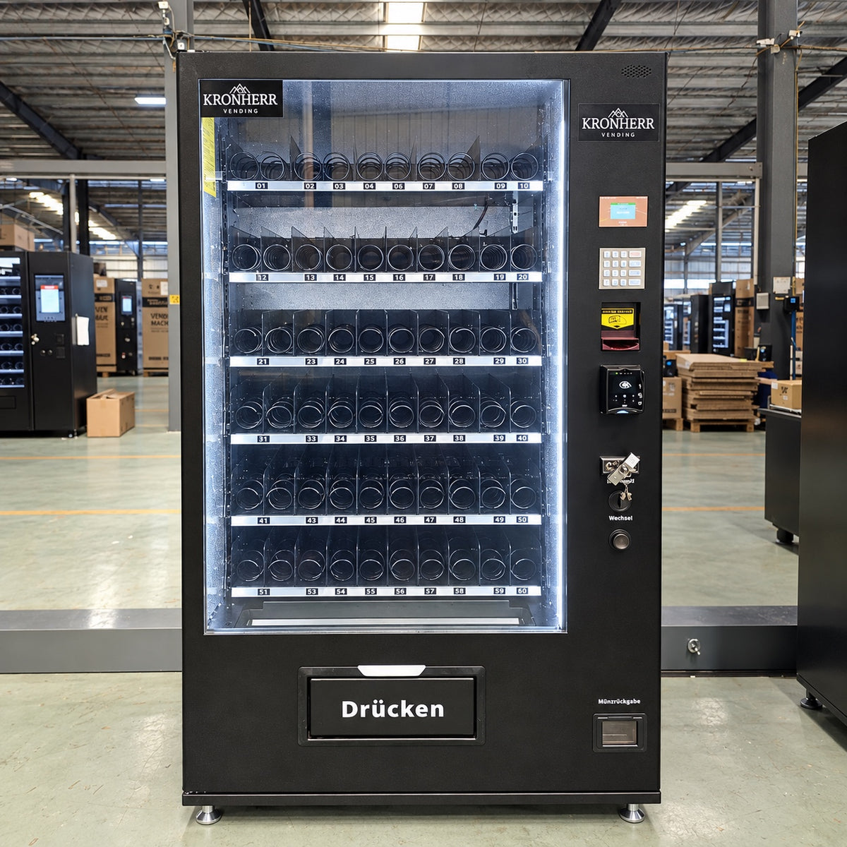 KRONHERR VENDING AF-60 Verkaufsautomat mit Kühlung, 60 Warenkanälen, 5-Zoll-Touchscreen und 4G