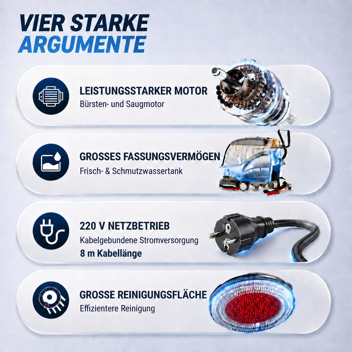 LastWerk HydroMax X2C Corded Scrubber Dryer, 3-in-1 Scrubbing, Cleaning and Vacuuming, 55 L Clean Water and 60 L Recovery Tanks, 8 m Cable, 550 W Brush and Vacuum Motors, up to 3,000 m²/h, Grey