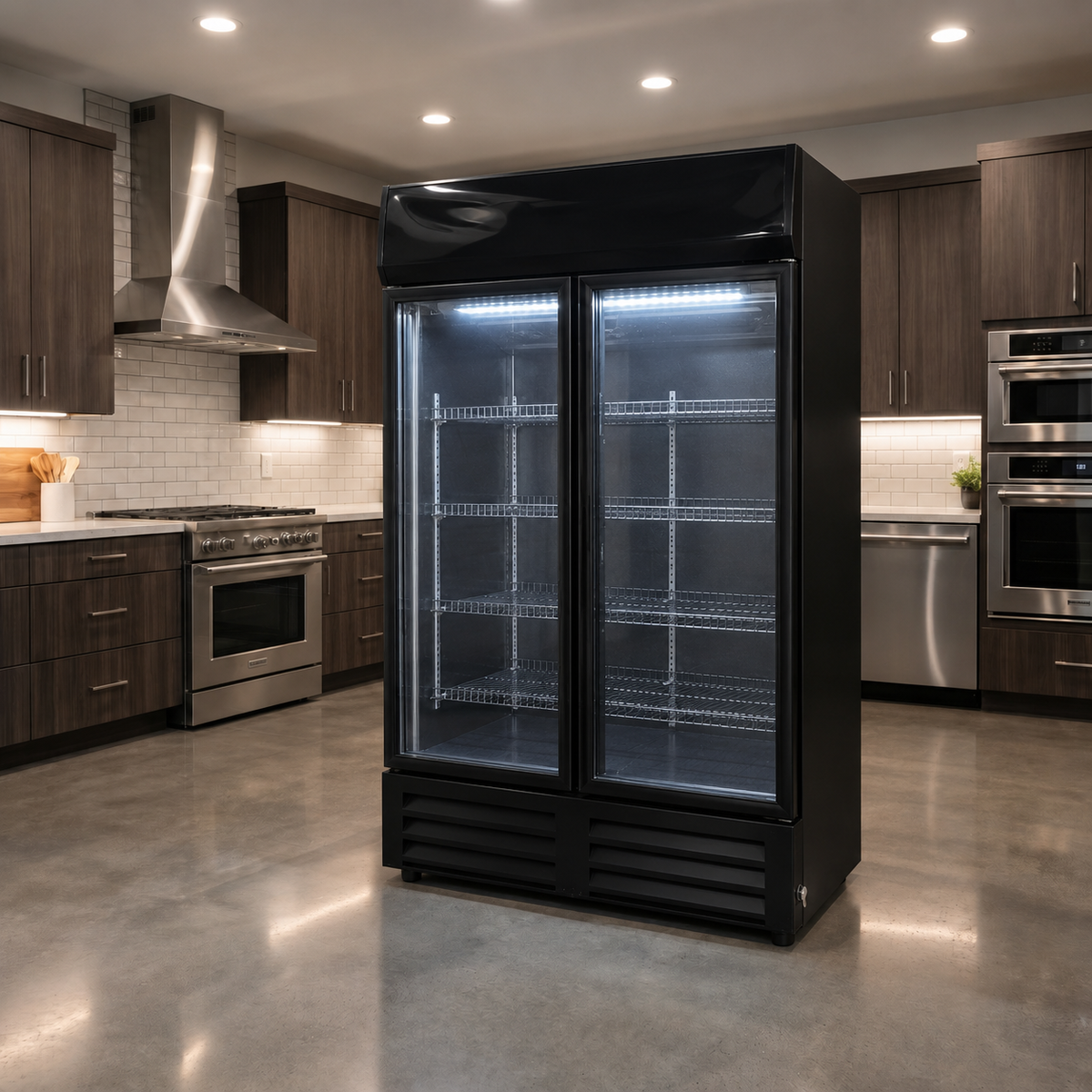 Freeze. SixTen M B-Stock Drinks Fridge with Glass Doors, 550 L Capacity, Energy Class C, Lockable, with Castors