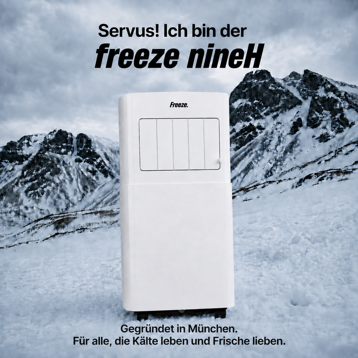 Freeze. nineH 9000BTU Mobile Klimaanlage mit Wärmepumpe, weiß, Monoblock-Klimaanlage und Heizung mit LED-Anzeige, Fernbedienung, Timer, Schlafmodus, verstellbarem Luftauslass, inkl. Abluftschlauch und Fensterkit