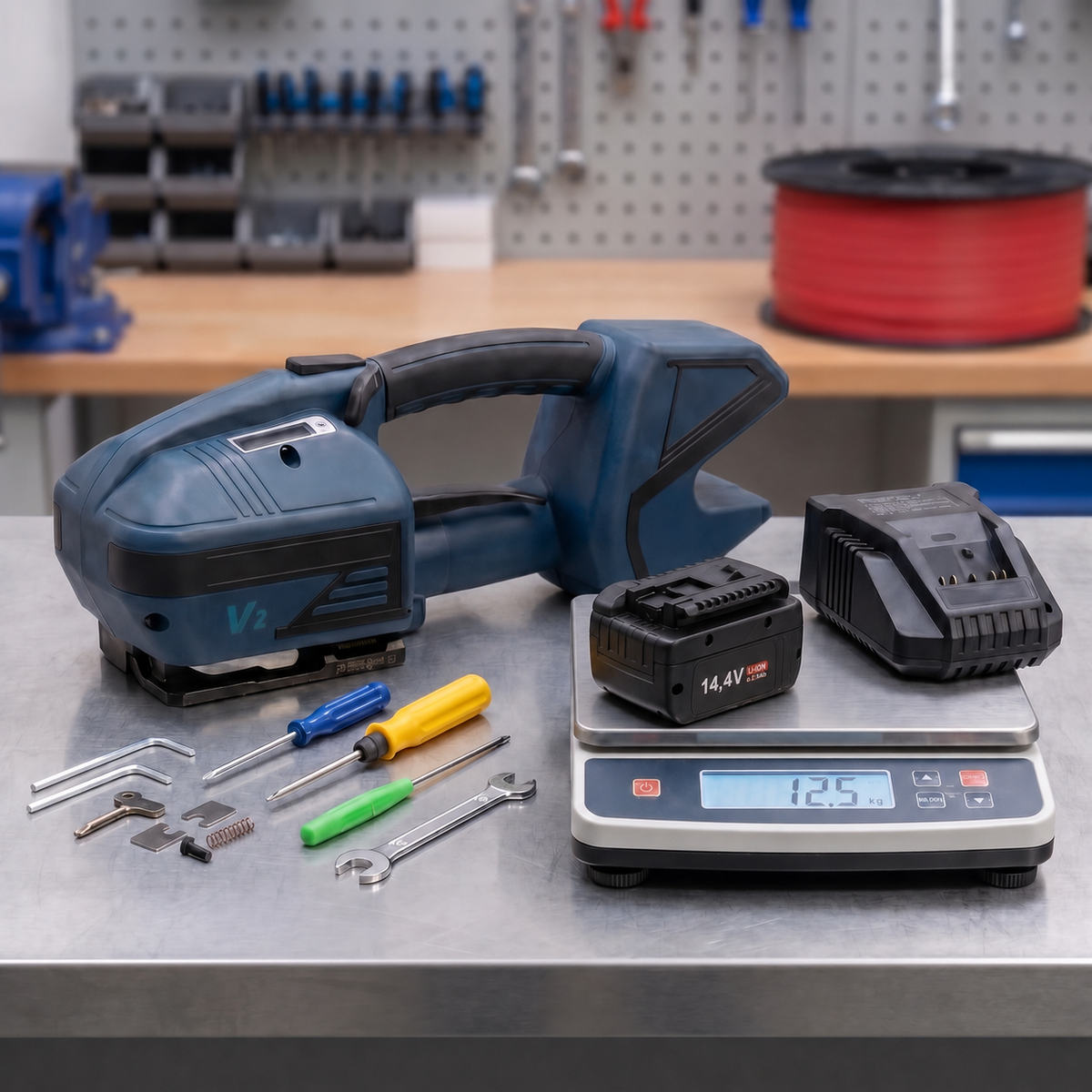 Lastwerk V2 Akku Umreifungsgerät für PP & PET Band 13 bis 16 mm, 1 × 4.000 mAh