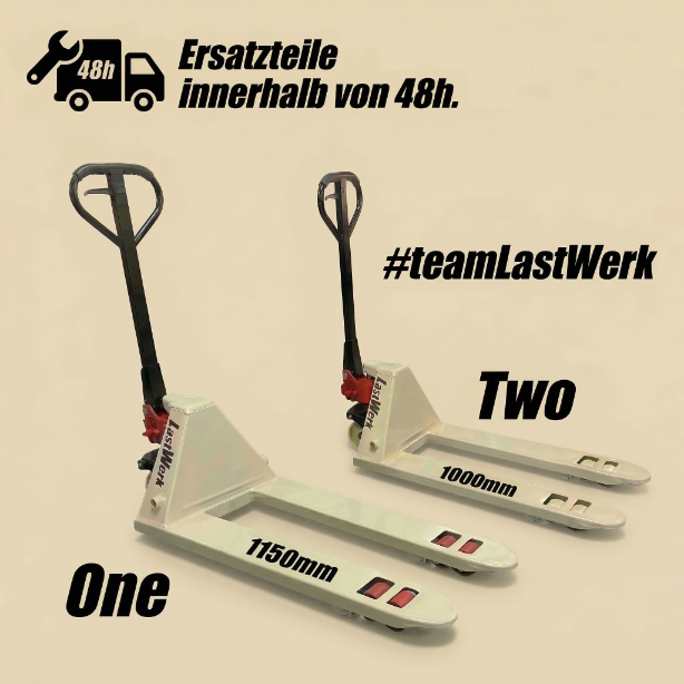 LastWerk One Hubwagen 2500 kg und 1150 mm Gabellänge Handhubwagen Palettenwagen Gabelhubwagen aus Stahl