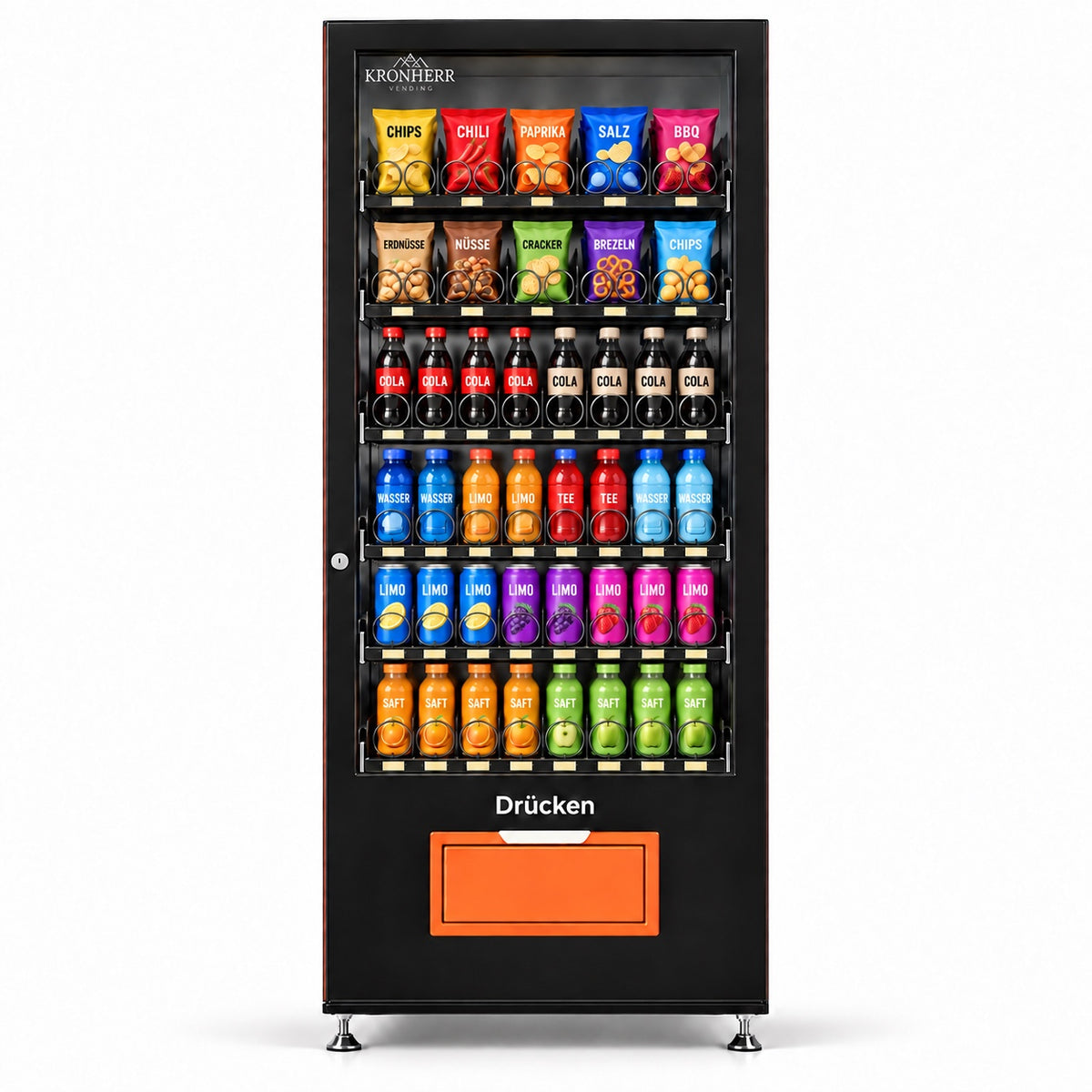 KRONHERR VENDING AF-10N(H5) Verkaufsautomat mit Kühlung, 60 Warenkanälen, 5-Zoll-Display und 4G