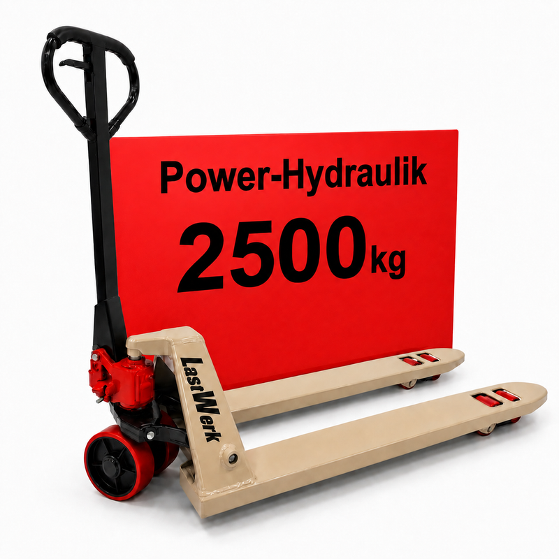 LastWerk Two Short-Fork Manual Pallet Truck, 2500 kg, 1000 mm Fork Length, Steel