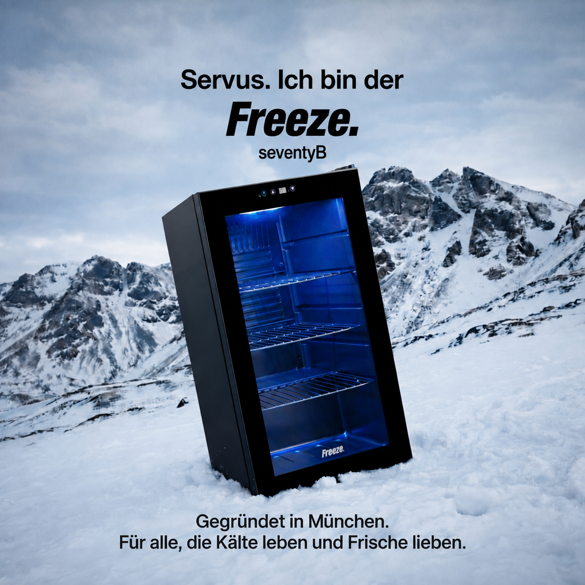 Freeze. seventyB Weinkühlschrank 68 L mit Glastür, verstellbaren Regalen, Schwarz