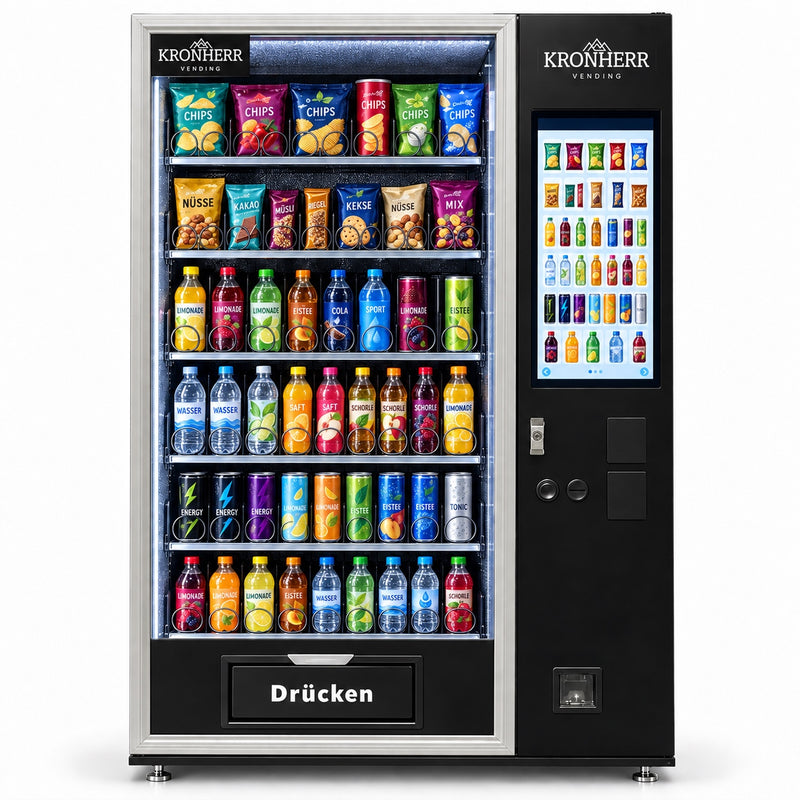 KRONHERR VENDING AF-CSC-60C(V22)-GS Verkaufsautomat mit Kühlung, 60 Warenkanälen, 21,5-Zoll-Touchscreen, 4G und WLAN