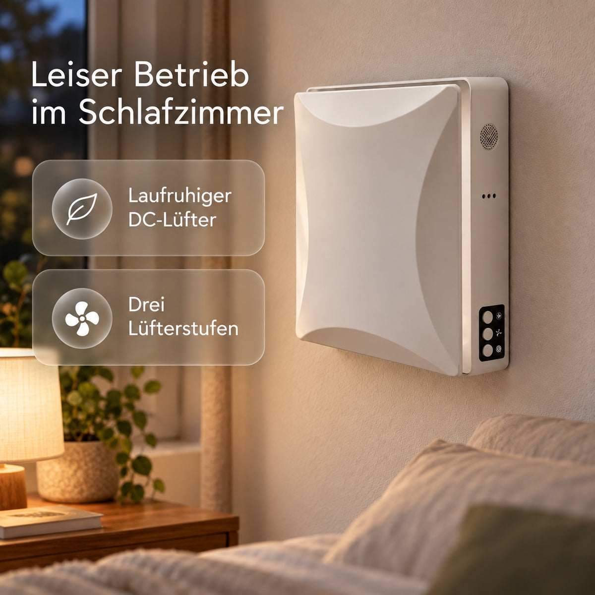 LastWerk AirReactor Ultra C dezentrale Lüftungsanlage mit Wärmerückgewinnung – CO₂-Sensor, WLAN-App, F7 + G1-Doppelfilterpatrone, KeramikPlus, bis 50 m³/h, Energieklasse A+