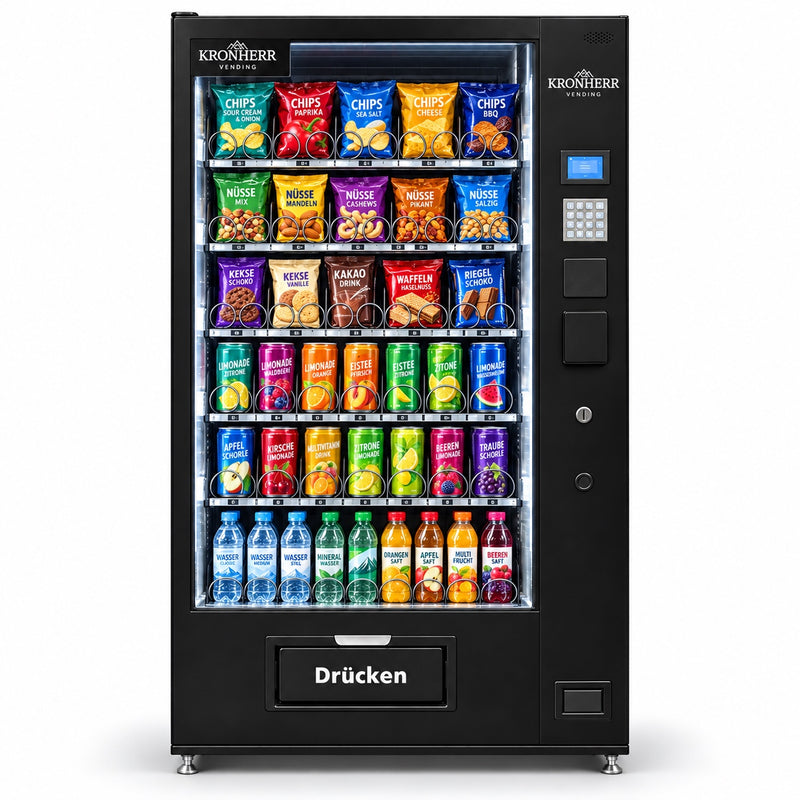 KRONHERR VENDING AF-60 Verkaufsautomat mit Kühlung, 60 Warenkanälen, 5-Zoll-Touchscreen und 4G