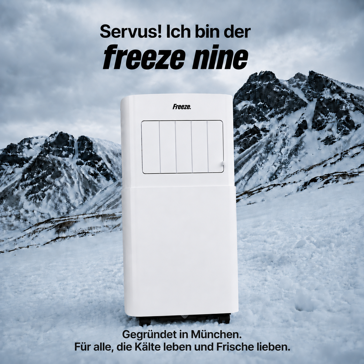 Freeze. nine 9000BTU Mobile Klimaanlage Weiß – Monoblock-Klimagerät mit LED-Display & Fernbedienung, Timer und Sleep‑Modus, verstellbarer Luftauslass, Kindersicherung, Rollen, inkl. Abluftschlauch & Fensterkit