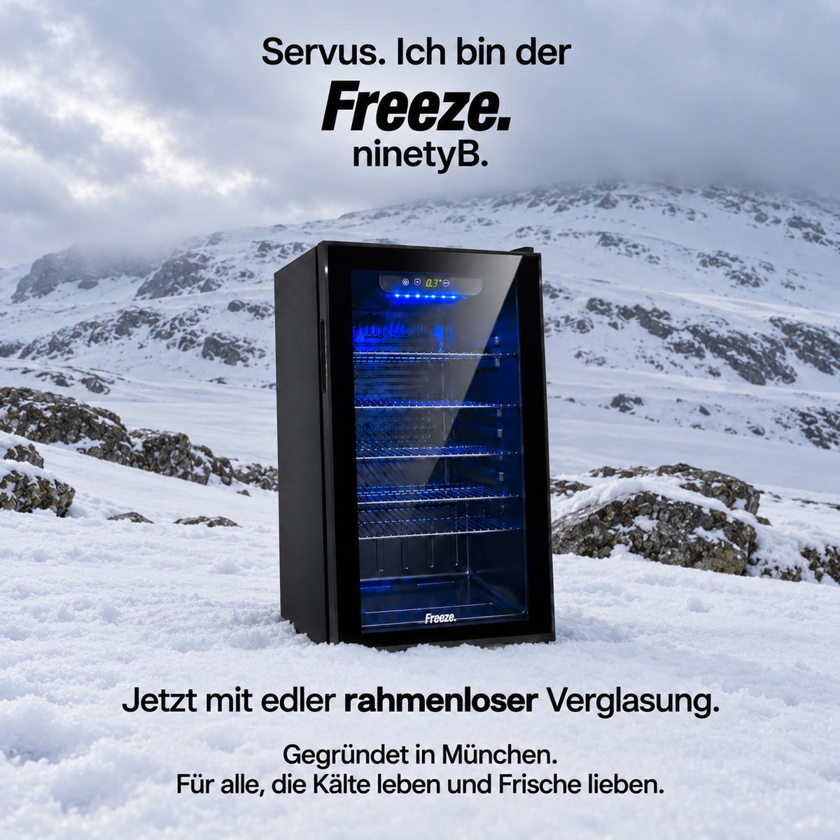 Freeze. NinetyB+ frigorífico para bebidas de 90 L con puerta de cristal completa, mini frigorífico para 126 latas con estantes ajustables, vinoteca para casa, bar y oficina, negro