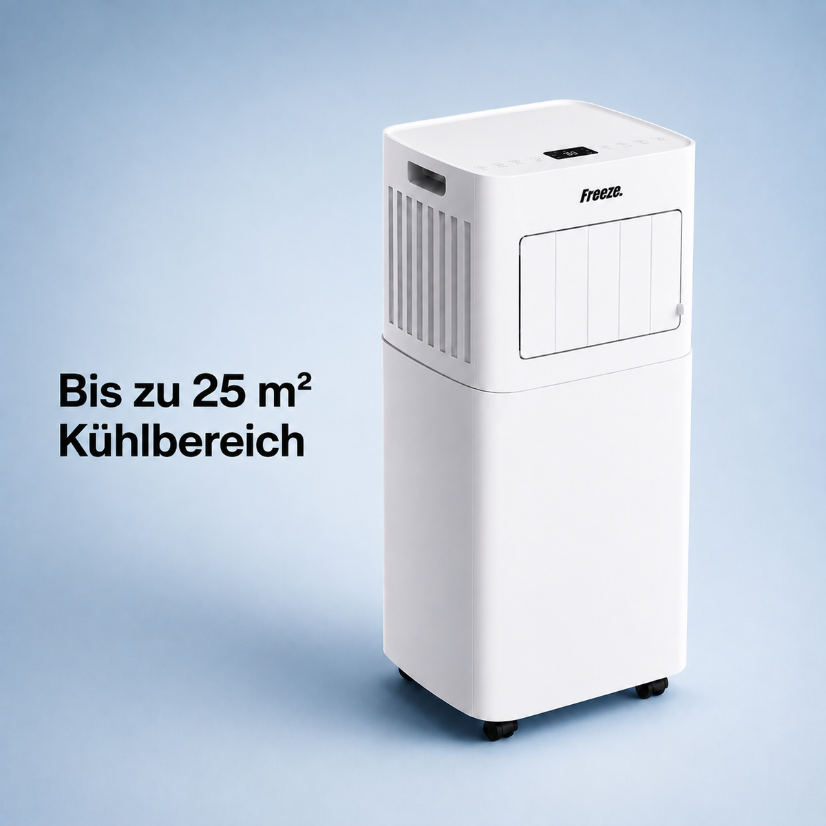Freeze. seven 7000BTU  Mobile Klimaanlage Weiß – Monoblock-Klimagerät mit LED-Display & Fernbedienung, Timer und Sleep‑Modus, verstellbarer Luftauslass, Kindersicherung, Rollen, inkl. Abluftschlauch & Fensterkit