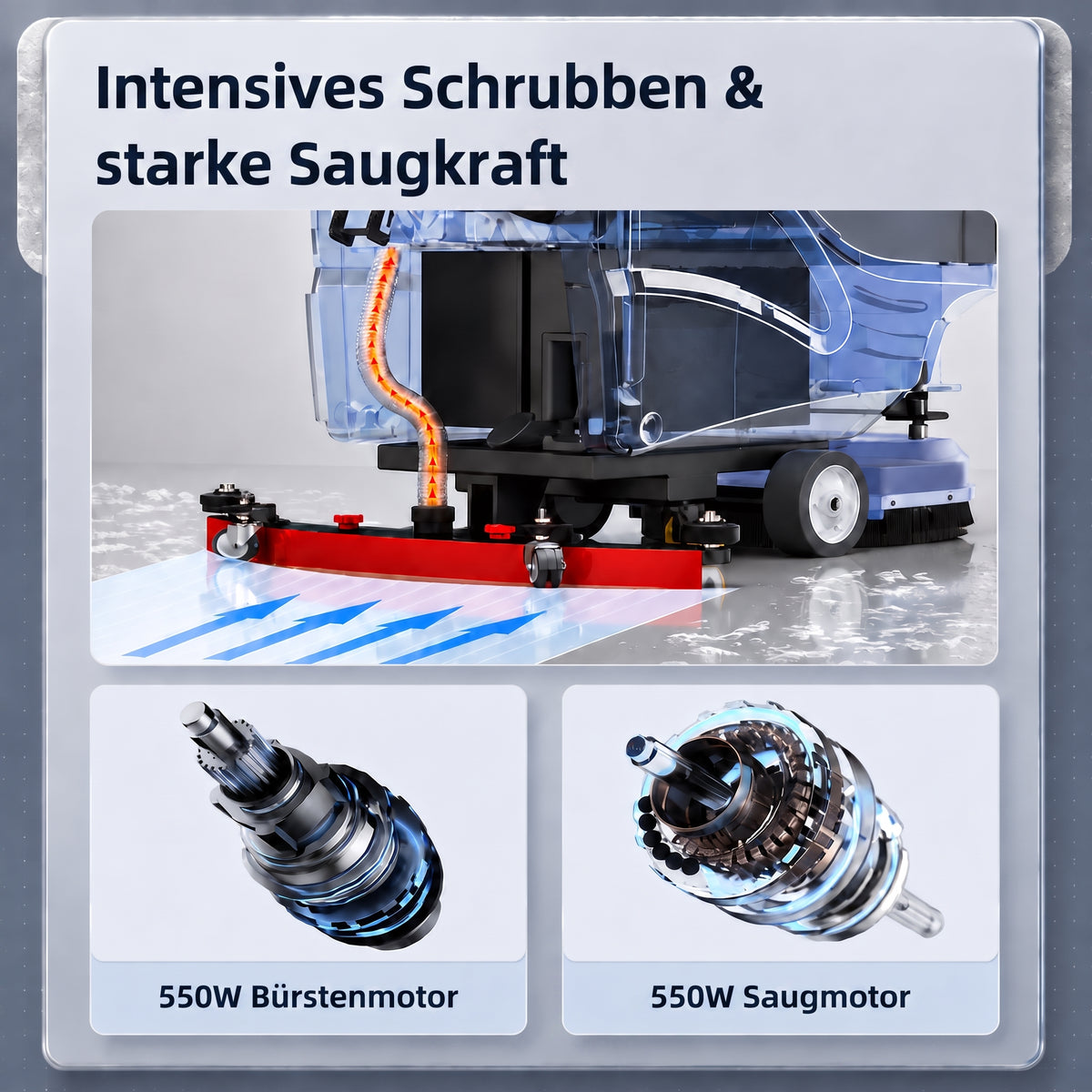 LastWerk HydroMax X2 Scrubber Dryer, 3-in-1 Scrubbing, Cleaning and Vacuuming, 55 L Clean Water and 60 L Recovery Tanks, 24 V/103 Ah Battery, 550 W Brush and Vacuum Motors, up to 3,000 m²/h, Grey